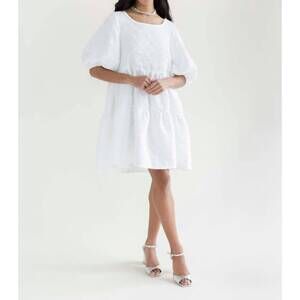 NEW A BRONZE AGE crepe nati dress in white